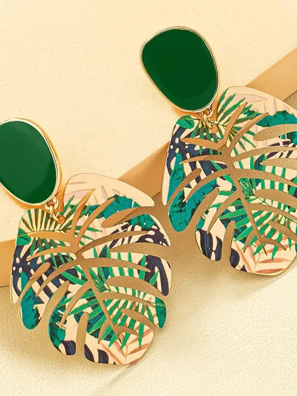 Aretes en Forma de Hoja con Estilo Fresco y Bohemio